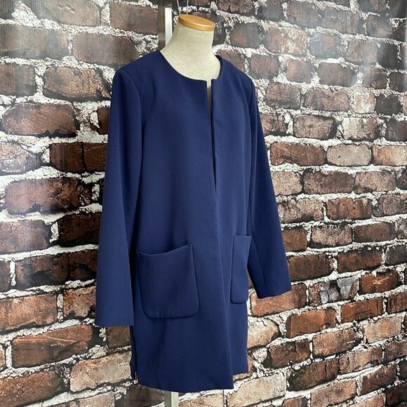 Harlowe & Graham Cardigan Jacket Open Front Blue Size Medium M - Picture 8 of 17